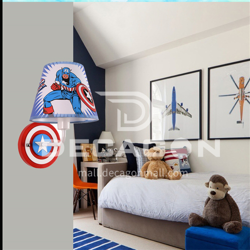 American cartoon spiderman led bedside lamp creative boy bedroom Captain America clock wall lamp-DDBE-W-303